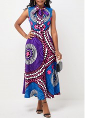Multi Color Tribal Print Double Side Pockets Dress