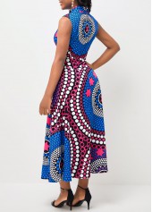 Multi Color Tribal Print Double Side Pockets Dress
