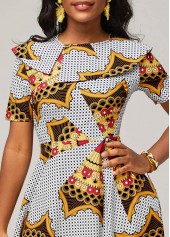 Asymmetric Hem Tribal Print Multi Color Dress