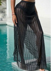 Glitter Fabric Stitching Flounce Black Beach Skirt