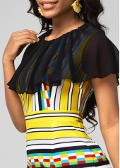 Striped Chiffon Panel Multi Color Bodycon Dress