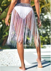 Tassel White Mid Waist Sequin Beach Skirt