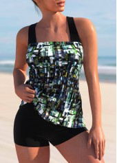 Wide Strap Brush Stroke Print Tankini Top-No Bottom