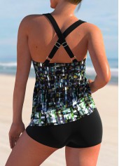 Wide Strap Brush Stroke Print Tankini Top-No Bottom