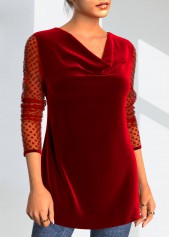 Velvet Stitching Valentines Polka Dot Red T Shirt