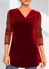 Velvet Stitching Valentines Polka Dot Red T Shirt