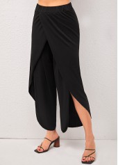 High Waisted Side Slit Black Pants