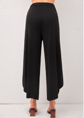 High Waisted Side Slit Black Pants