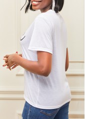 White Leopard and Heart Print Valentines T Shirt