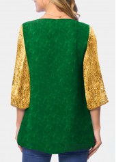 Four Leaf Clover Green Patricks Day Contrast T Shirt