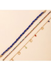 Multi Color Rhinestone Butterfly Detail Anklets Set