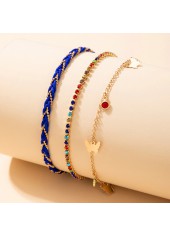 Multi Color Rhinestone Butterfly Detail Anklets Set