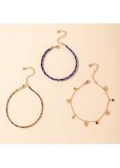 Multi Color Rhinestone Butterfly Detail Anklets Set