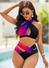 High Waisted Black Ombre Bikini Set