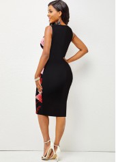 Valentines Rose Print Round Neck Dress