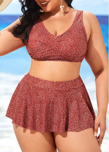 Rosewe High Waisted Plus Size Polka Dot Bikini Set - 2XL
