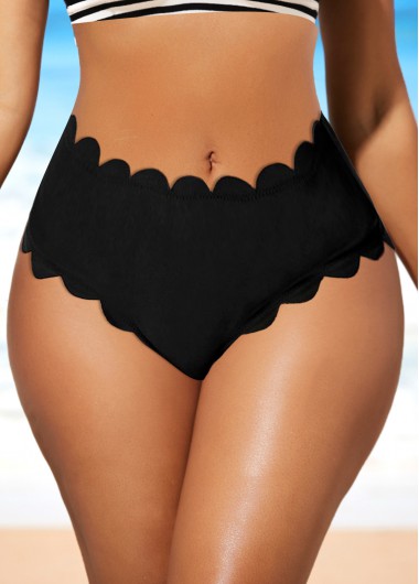 Rosewe Wave Edge Mid Waist Bikini Black Bottom - S