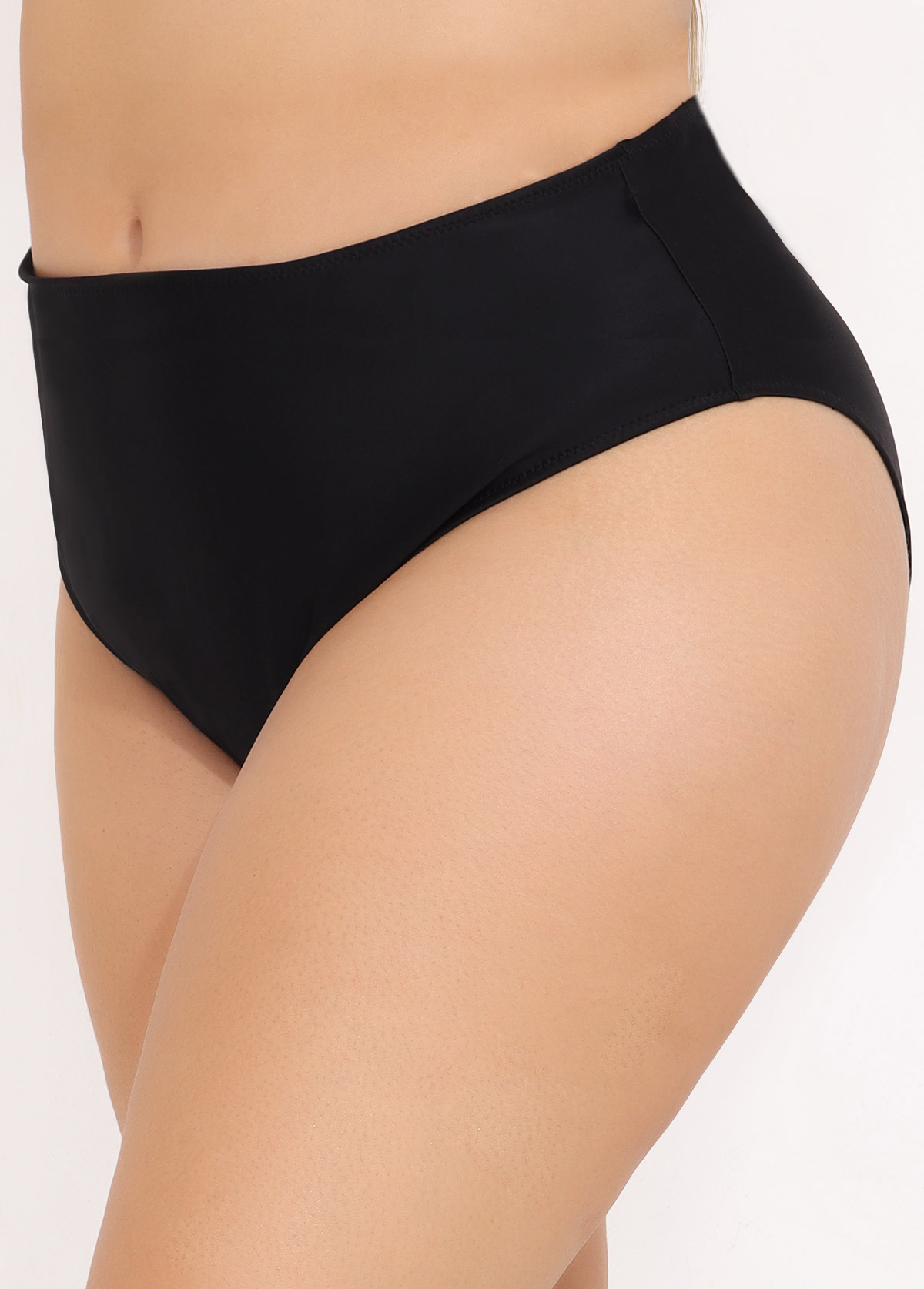 Black Plus Size High Waisted Swimwear Panty