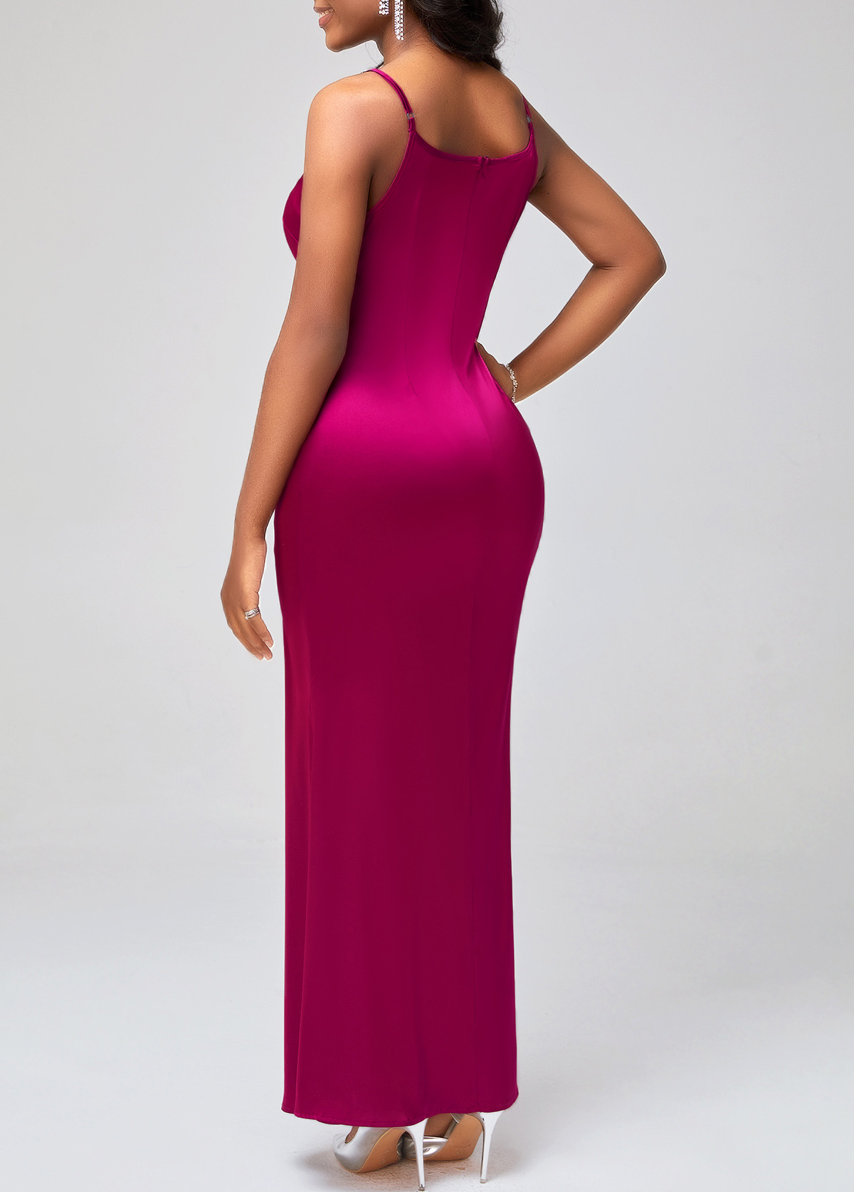 Rose Red Satin Spaghetti Strap Mermaid Dress