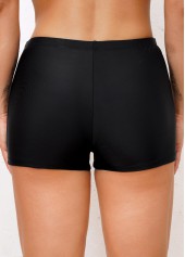 Mid Waisted Elastic Detail Black Swimwear Shorts