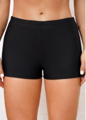 Mid Waisted Elastic Detail Black Swimwear Shorts