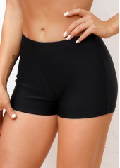 Mid Waisted Elastic Detail Black Swimwear Shorts