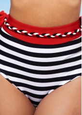 Color Block High Waisted Stripe Print Bikini Set
