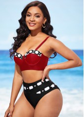 Color Block High Waisted Polka Dot Bikini Set