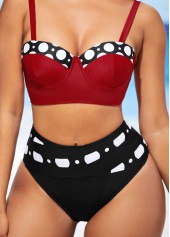 Color Block High Waisted Polka Dot Bikini Set