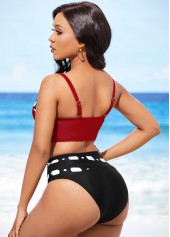 Color Block High Waisted Polka Dot Bikini Set