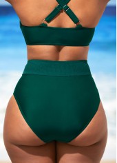 Dark Green Mesh Stitching High Waist Bikini Set