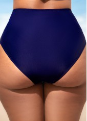 Navy Blue Stripe Print Cross Strap Bikini Set