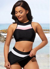Mid Waist Black Contrast Bikini Set