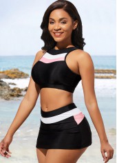Mid Waist Black Contrast Bikini Set