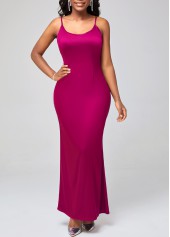 Rose Red Satin Spaghetti Strap Mermaid Dress