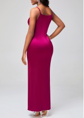 Rose Red Satin Spaghetti Strap Mermaid Dress