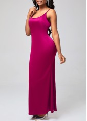 Rose Red Satin Spaghetti Strap Mermaid Dress