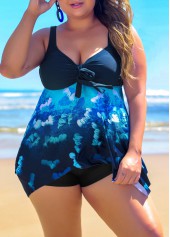 Plus Size Navy Blue Ombre Tankini Top-No Bottom