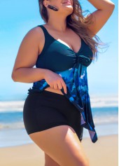 Plus Size Navy Blue Ombre Tankini Top-No Bottom