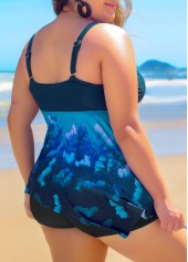 Plus Size Navy Blue Ombre Tankini Top-No Bottom