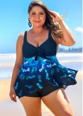 Plus Size Navy Blue Ombre Tankini Top-No Bottom