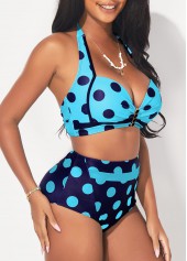 Polka Dot Sky Blue High Waisted Bikini Set