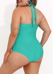 Cyan Tassel Plus Size Halter One Piece Swimwear