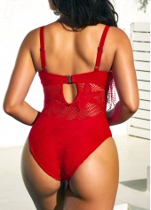 Lace Stitching Red Tassel One Piece Swimwear