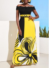 Color Block Lace Patchwork Off Shoulder Dress