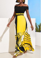 Color Block Lace Patchwork Off Shoulder Dress