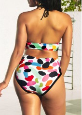 High Waist Rainbow Color Polka Dot Bikini Set
