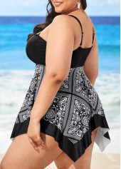Black Plus Size Tribal Print Swimdress and Shorts