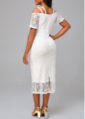 White Short Sleeve Lace Bodycon Dress