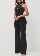 Black Criss Cross Neck Sleeveless Jumpsuit
